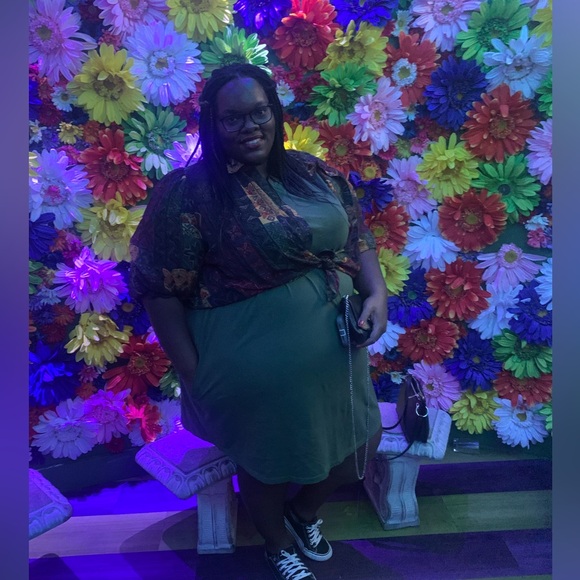 Terra & Sky Green Midi T-Shirt Dress with Pockets – Size 4X (28W/30W) - Picture 4 of 4